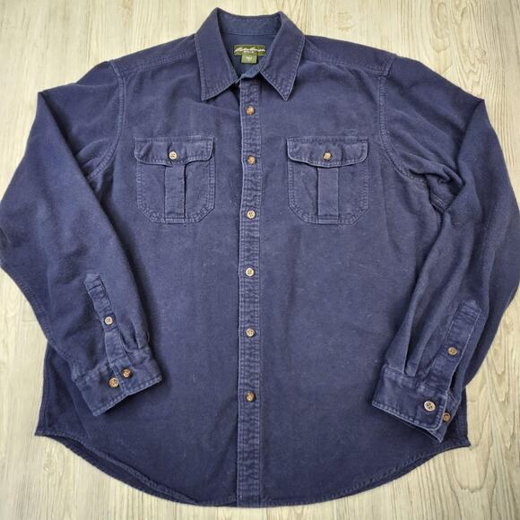 Eddie Bauer Shirt Mens XL‎ Blue Flannel Long Sleeve Button Up Pockets Casual - Picture 1 of 5